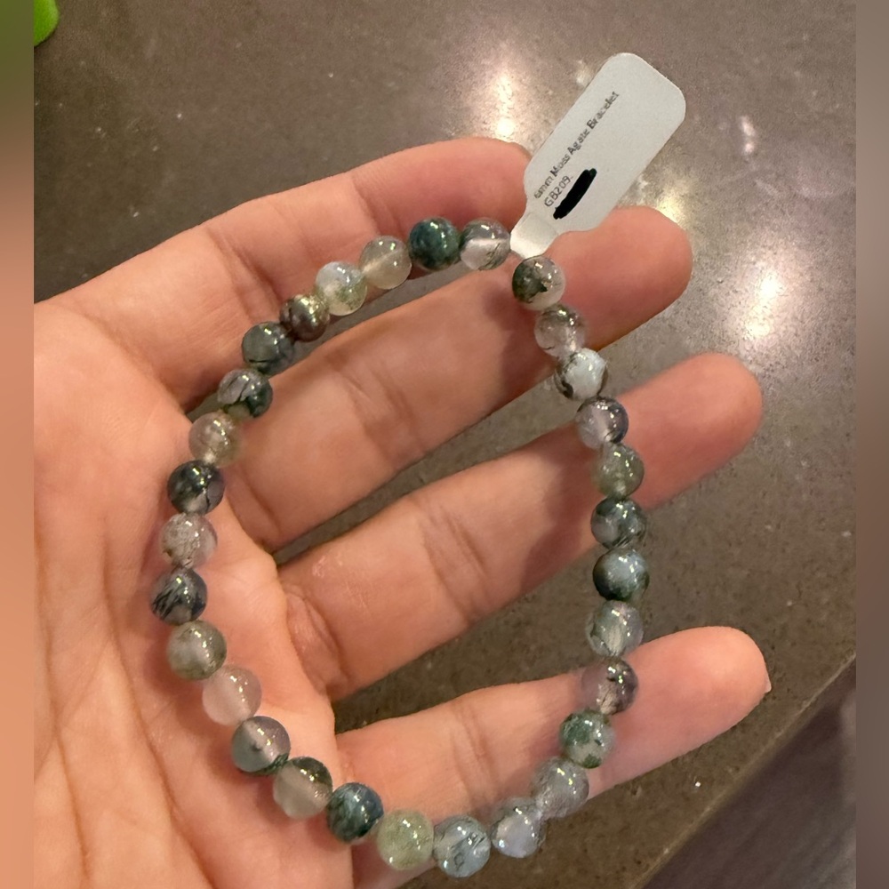 Green Moss Agate Beaded Stretch Bracelet - catalyst & co
